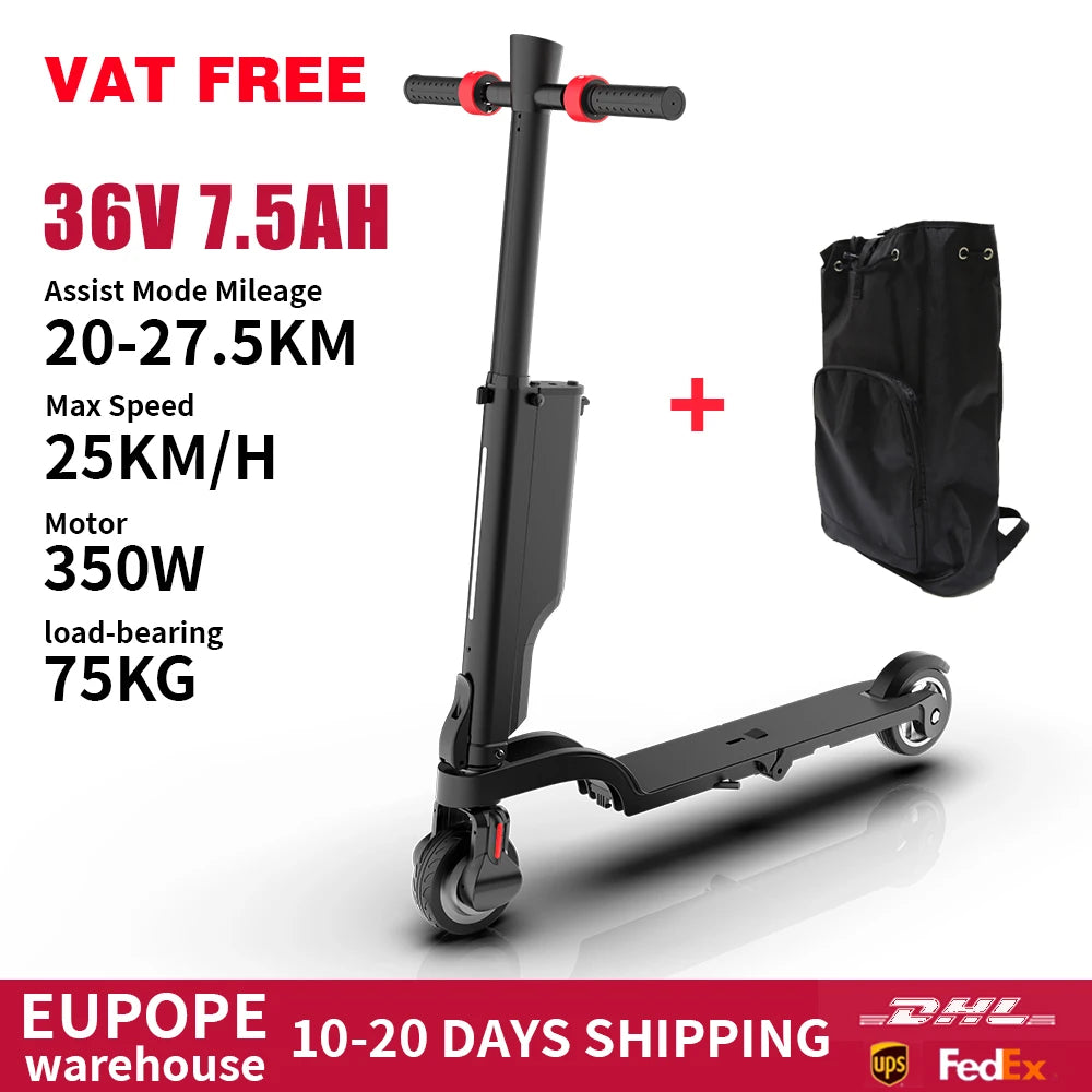 E-scooter sac a dos entierement pliant pour adultes /25KM/H maxi/au choix double batteries