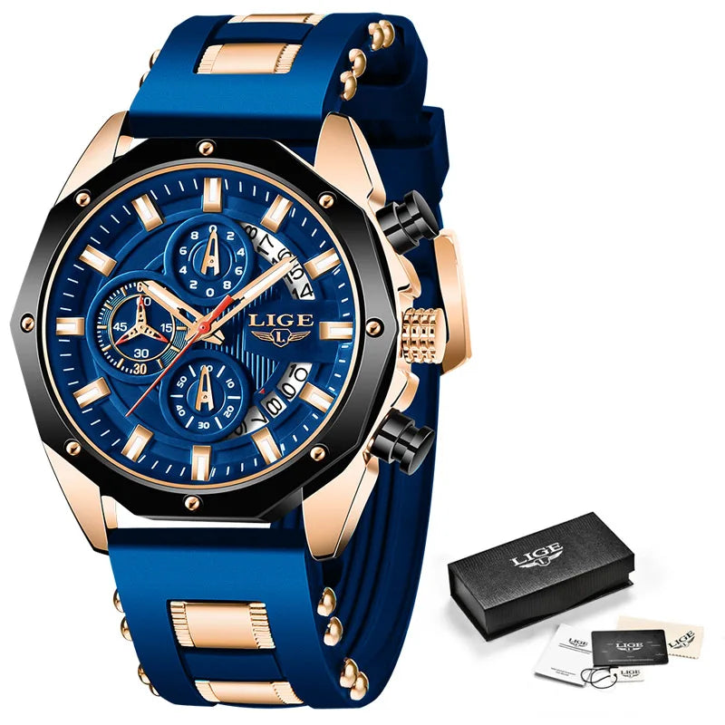 LIGE – montre de Sport en Silicone pour hommes