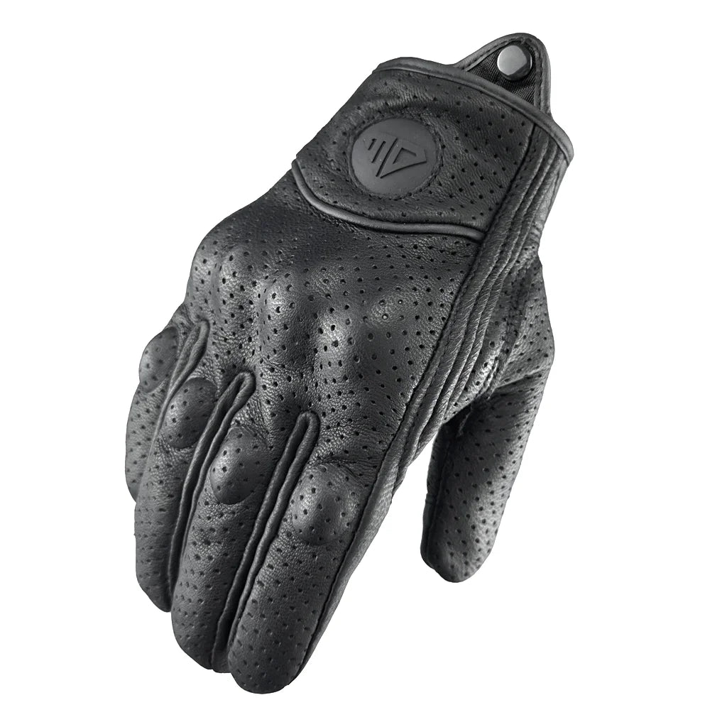 Gants de Moto rétro perforé cuir véritable