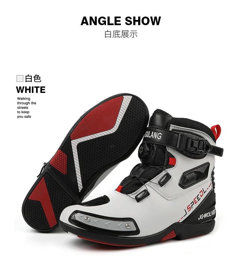 botte de moto taille basse en cuir et protection de sécurité