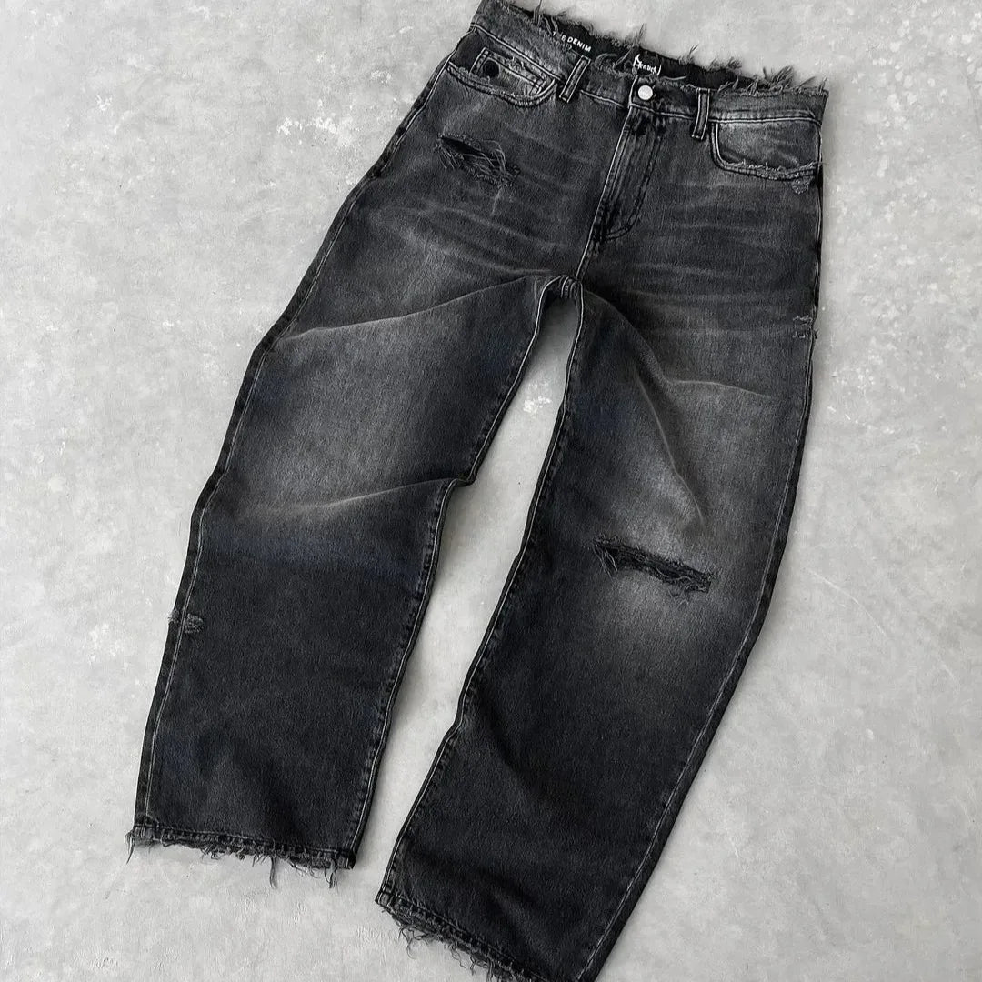 pour hommes, pantalon Denim délavé
