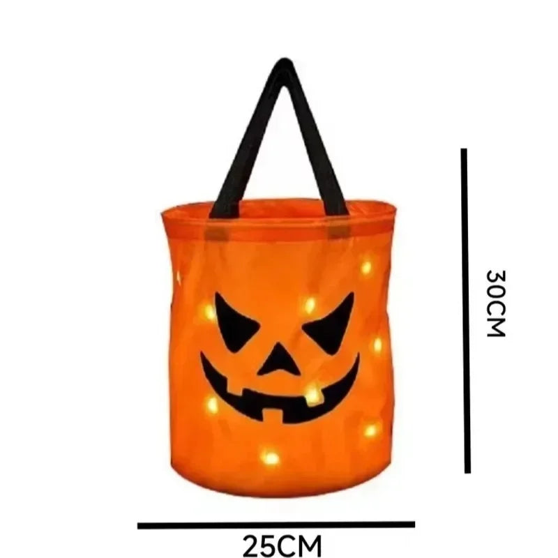 sceau en forme de citrouille illuminé pour collecte de bonbons halloween