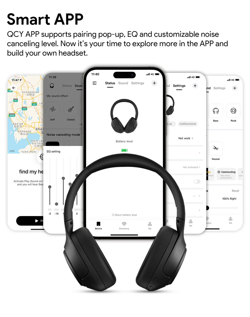 Casque sans fil H3 ANC, Bluetooth 5.4, audio haute résolution, 43dB