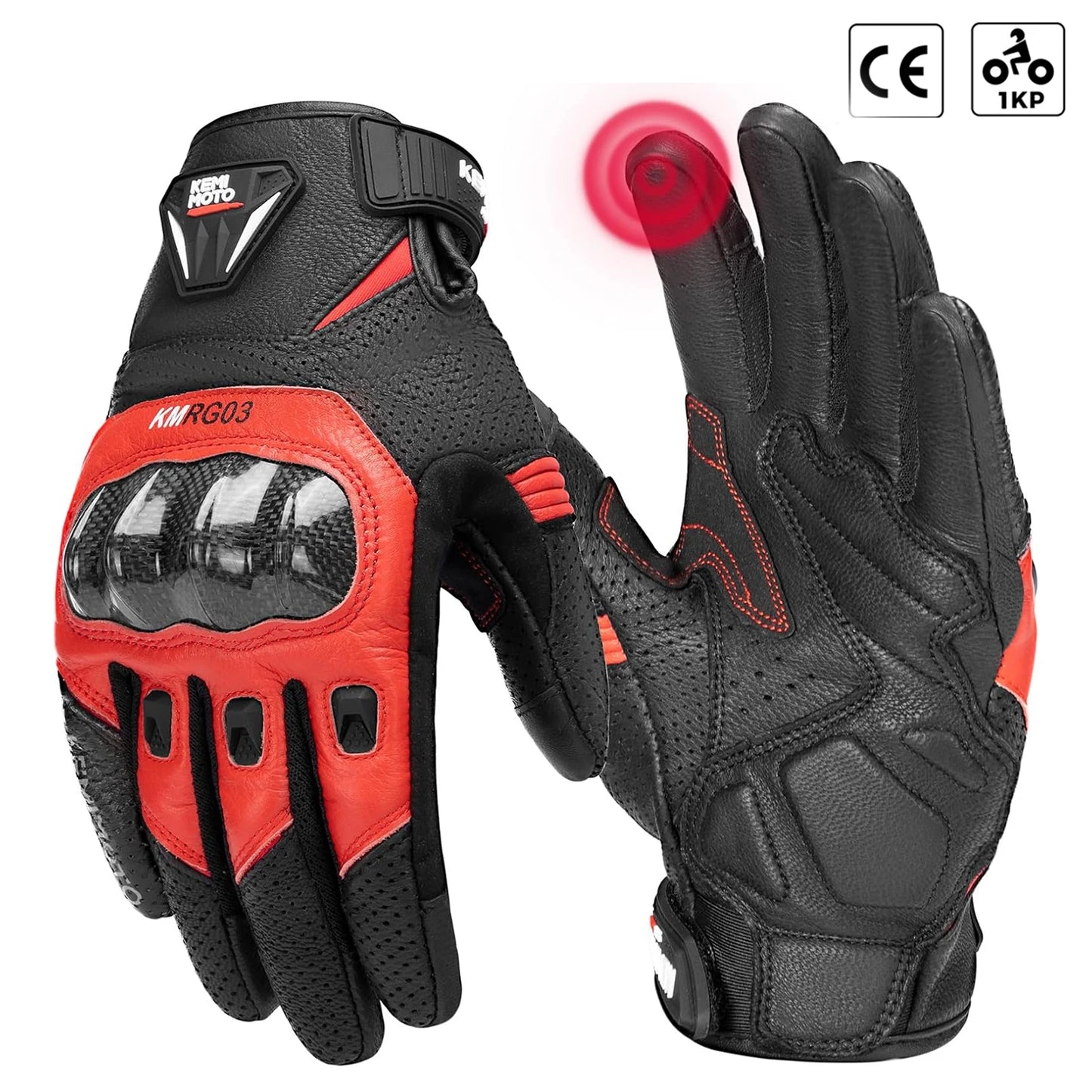 KEMIMOTO gants de Moto en cuir
