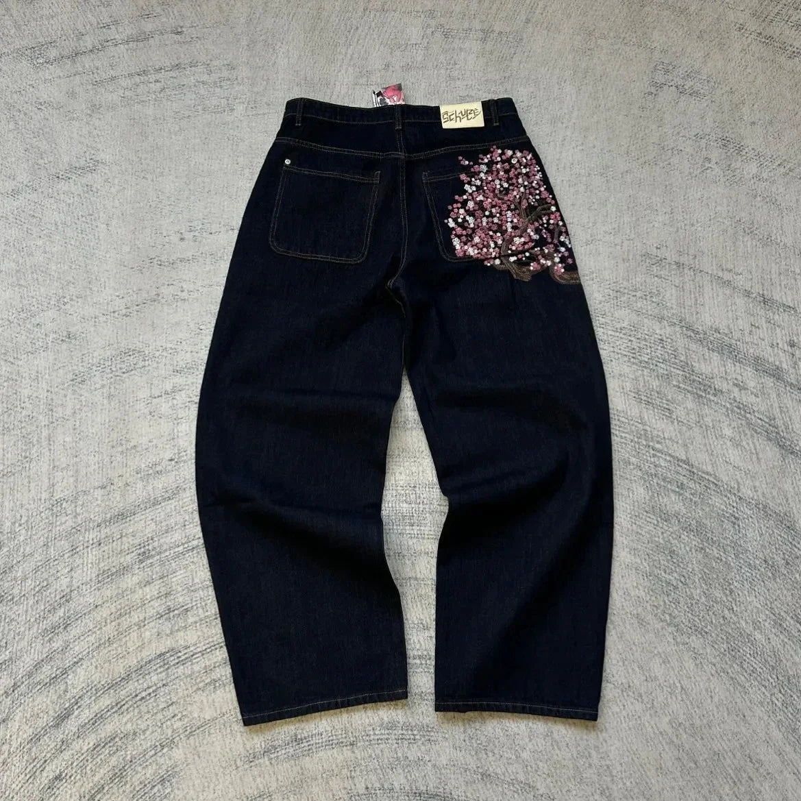 Jeans Hip-hop taille basse, jambes larges