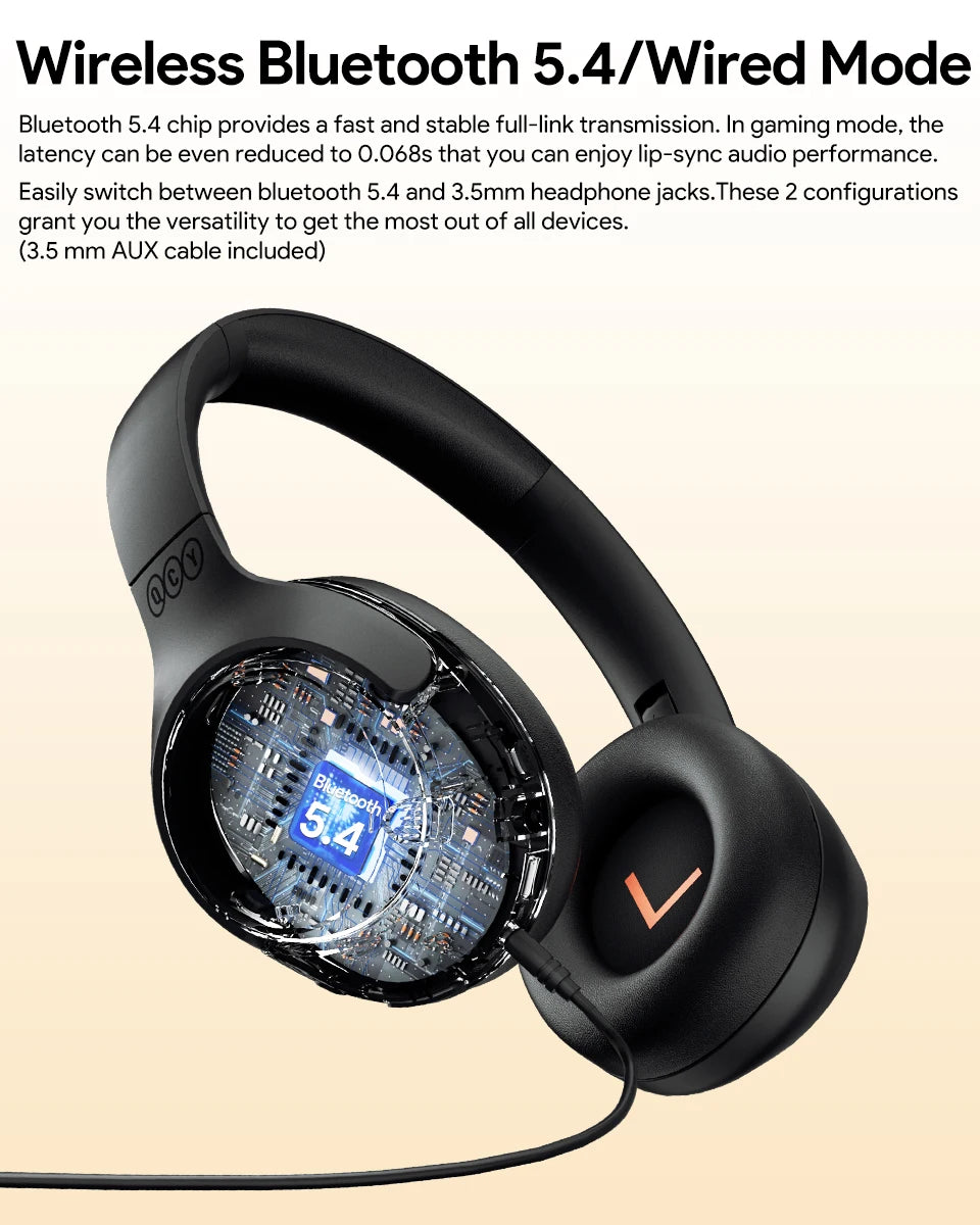 Casque sans fil H3 ANC, Bluetooth 5.4, audio haute résolution, 43dB