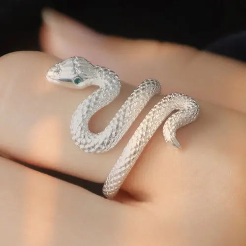 Anneaux de serpent gothiques en cristal règlable pour femmes
