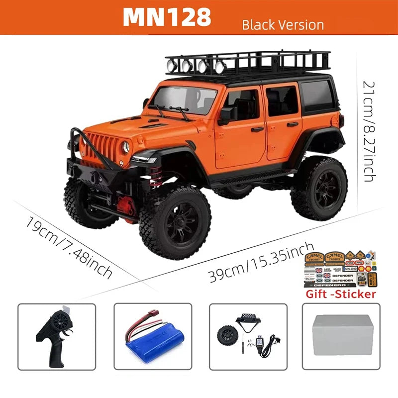 MN128 1/12 RC voiture 4WD Jeep modèle 2.4G télécommande lumière LED 4X4 hors route