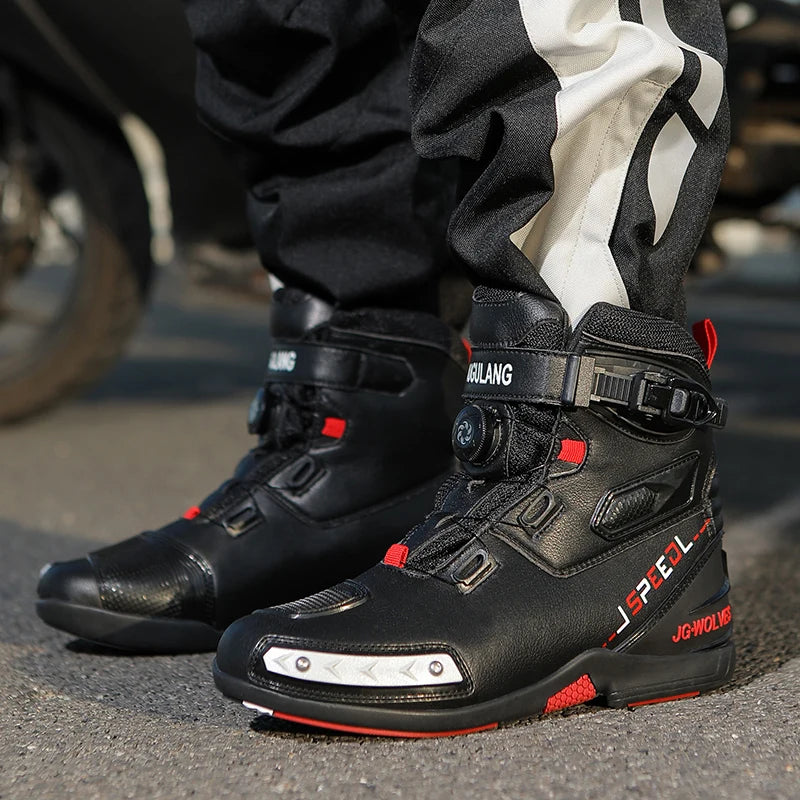 botte de moto taille basse en cuir et protection de sécurité