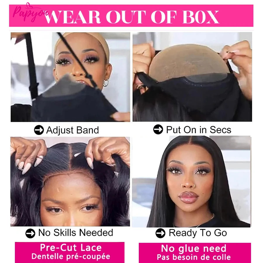 Perruques courtes coupe droite Sans Colle