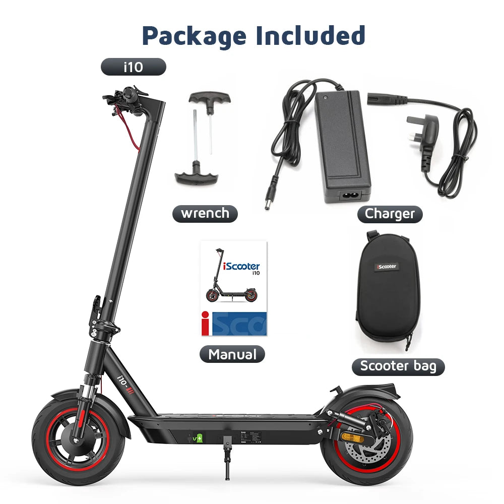 IScooter- Électrique Pliable i10 adulte, Autonomie Maximale de 45km, 650W, 15Ah, 10 Pouces
