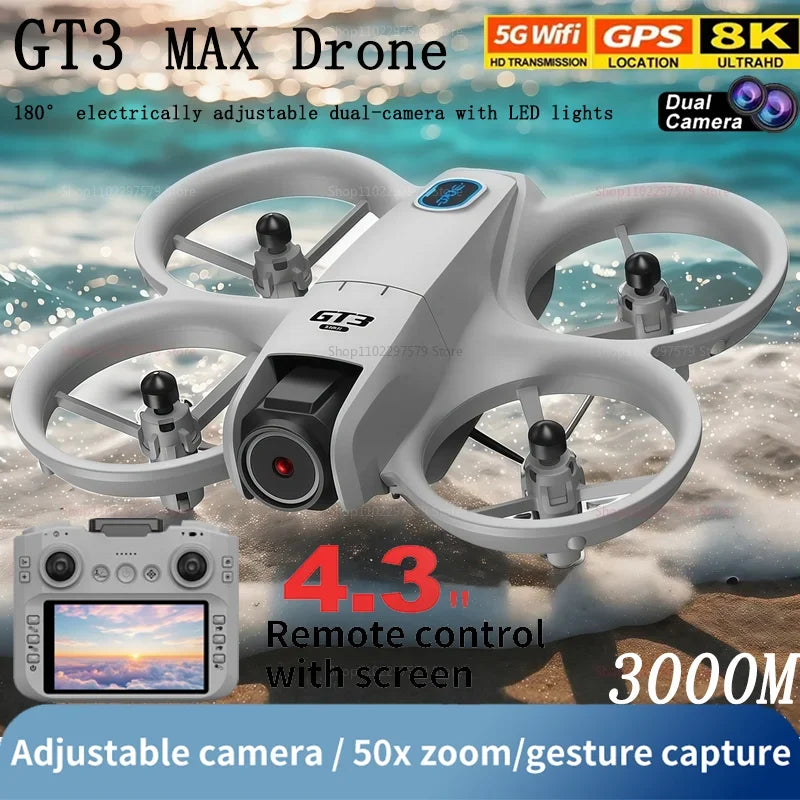 Drone GT3 8K HD double caméra 180 °