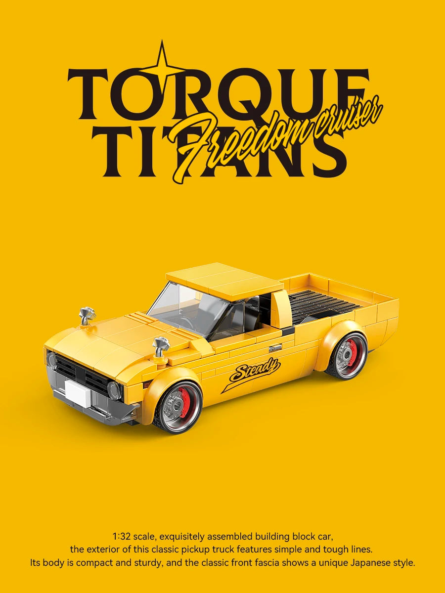 Camionnette Rétro Urbaine en Blocs - Modèle Pick-Up Technique à Construire - Décoration & Cadeau