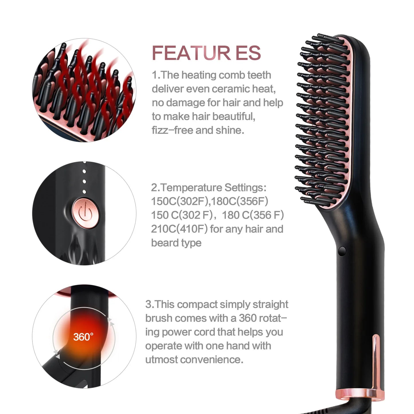 brosse lissante a barbe électrique homme