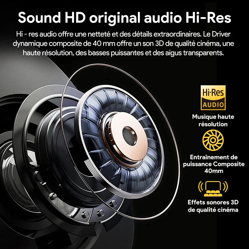 Casque sans fil H3 ANC, Bluetooth 5.4, audio haute résolution, 43dB