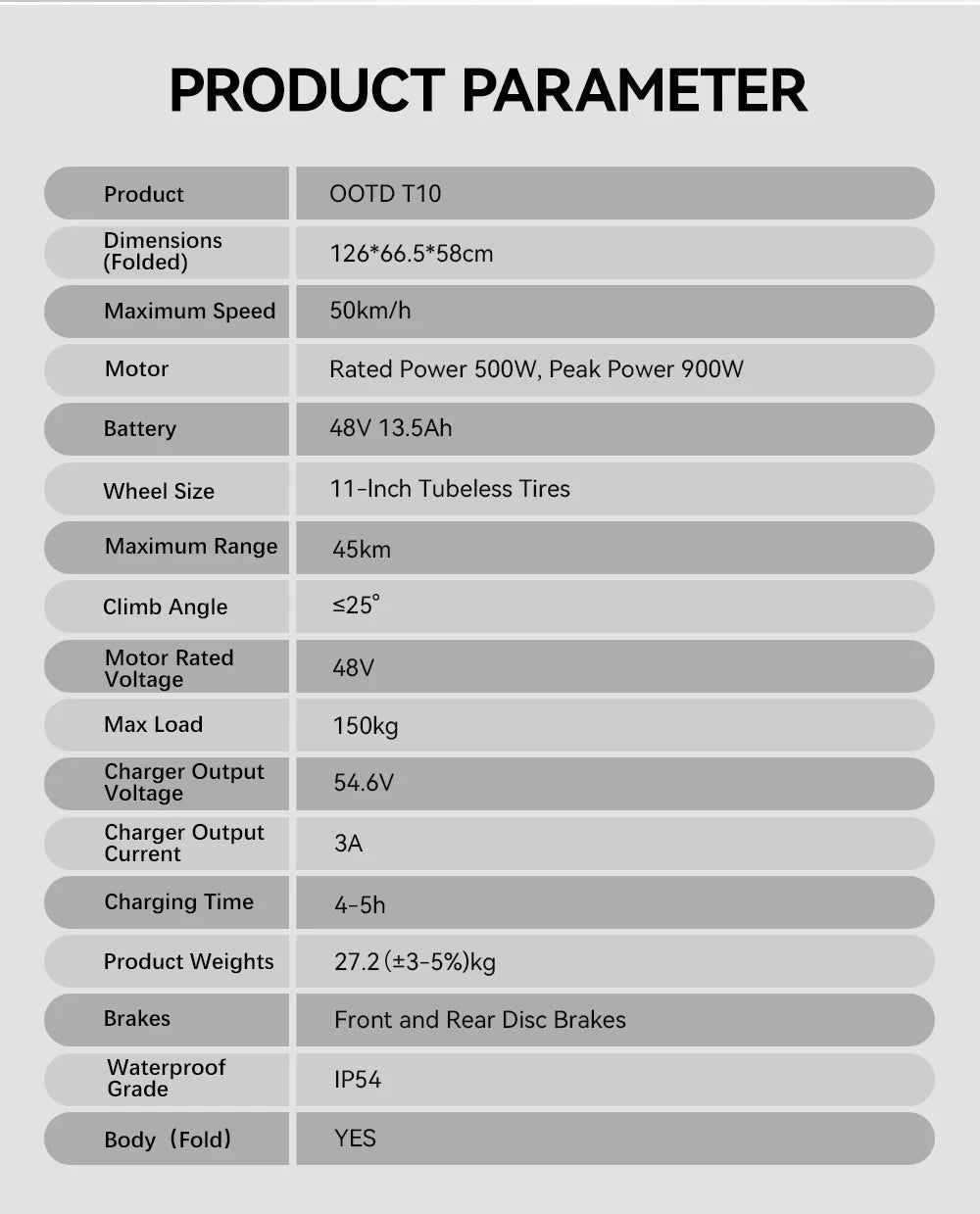 E-scooter de ville avec pneus tout terrain 900W 48V 13AH