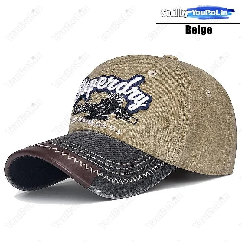 casquette style rétro tissus/croute de cuir velour brodé