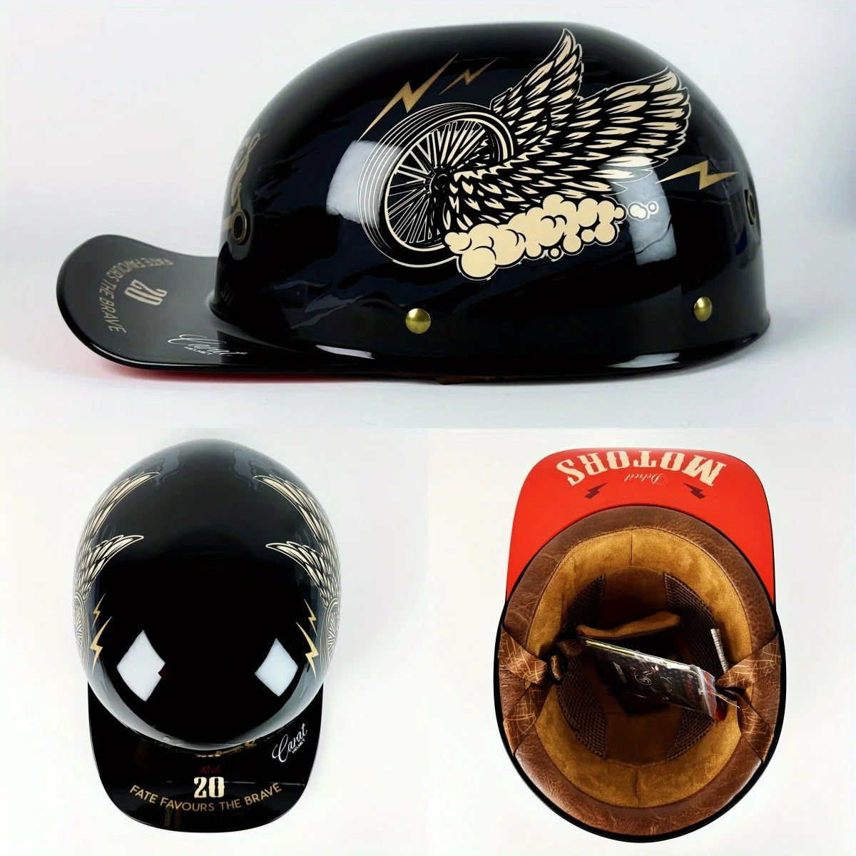 casque retro façon casquette de baseball pour harley/indian ou moto vintage