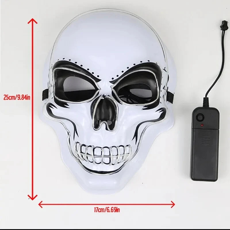 masque crâne d'halloween adultes équipé de LED couleurs aux choix