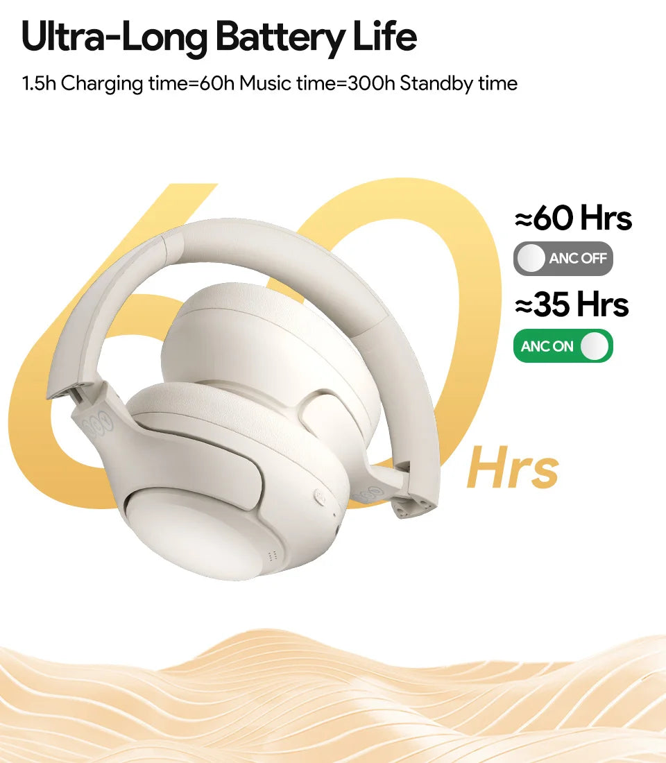 Casque sans fil H3 ANC, Bluetooth 5.4, audio haute résolution, 43dB