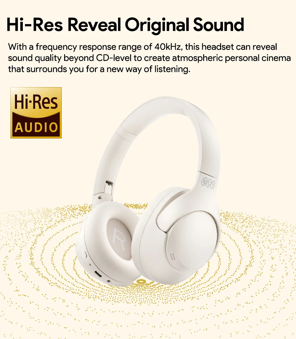 Casque sans fil H3 ANC, Bluetooth 5.4, audio haute résolution, 43dB