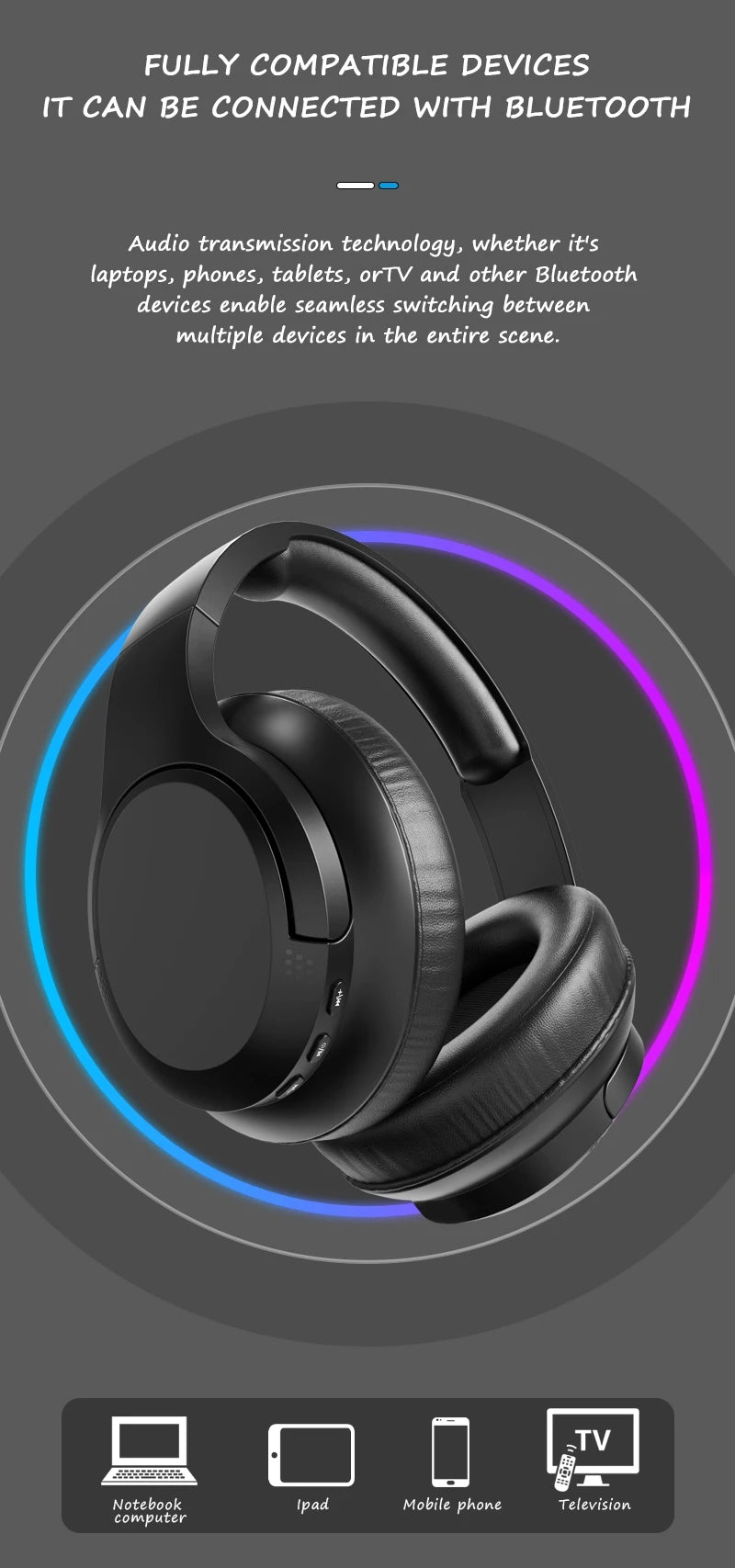 LDON L839 Bluetooth 5.3 écouteurs casque pliable