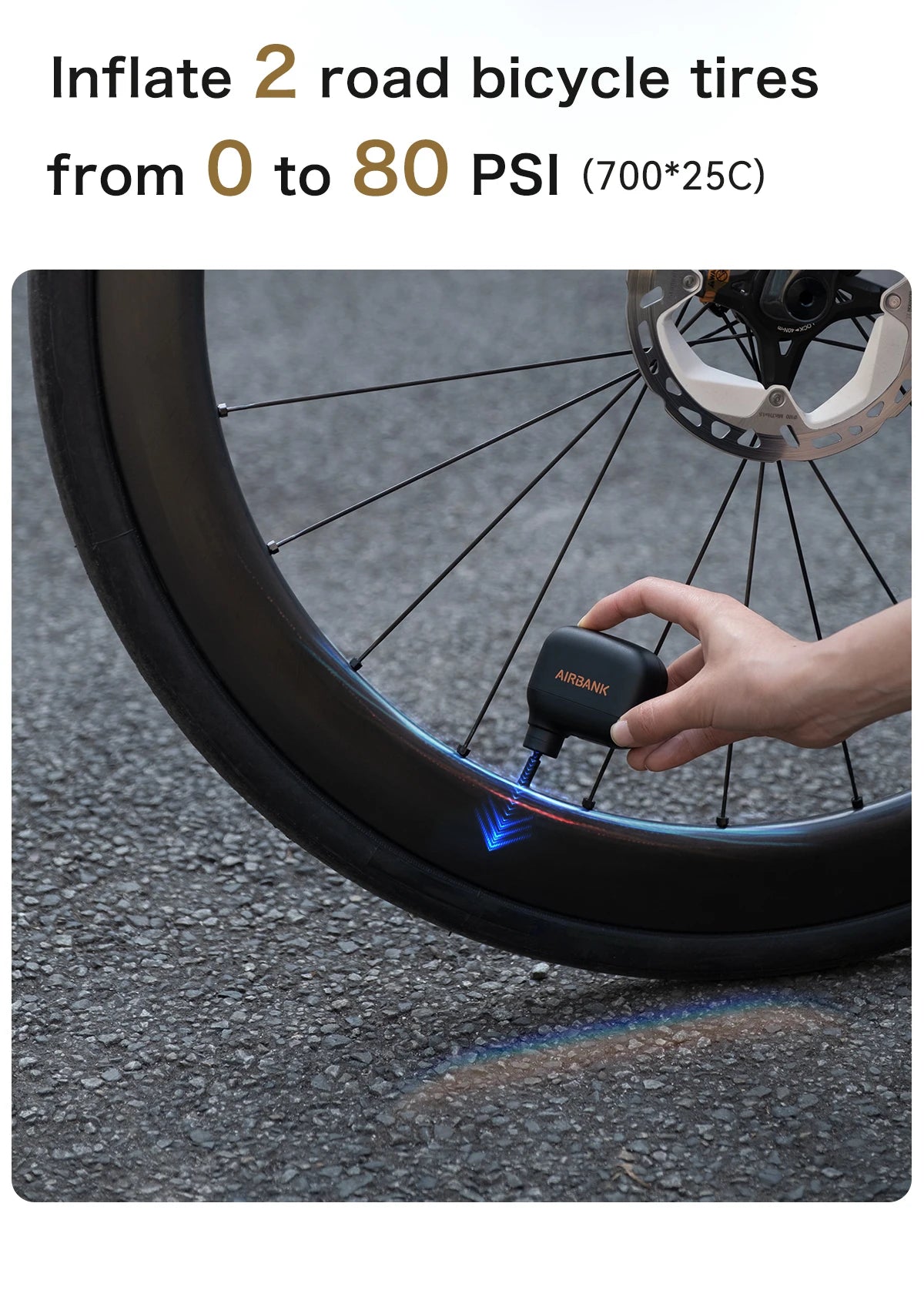 Mini pompe à vélo portable aste, 100PSI, 5V, Type-C,