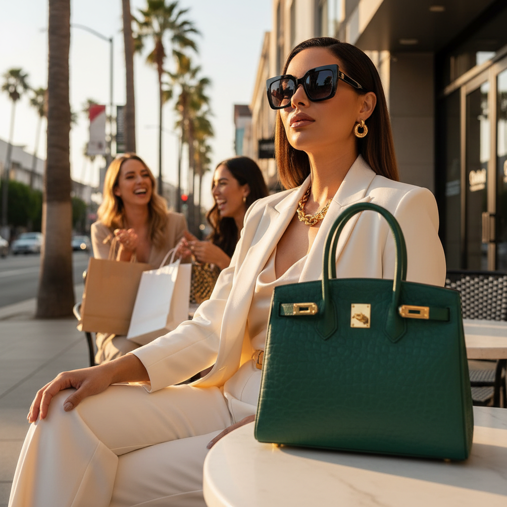 Femme latina branchée sac à main Los Angeles