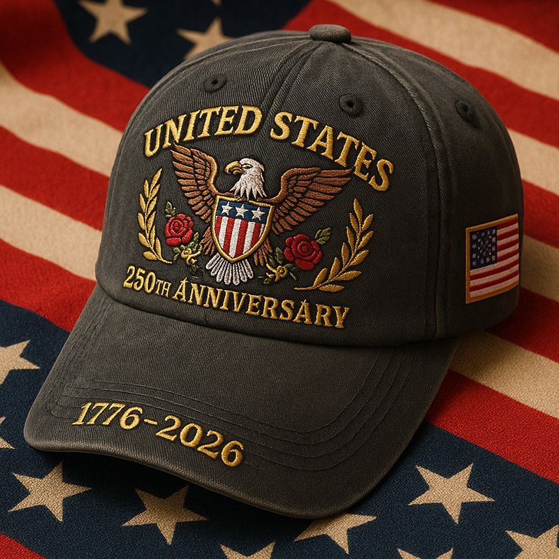 Casquette snapback noire brodée «UNITED STATES» et écusson drapeau