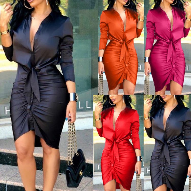 Robe Midi Femme Manches Longues Lacets - Elegante & Chic