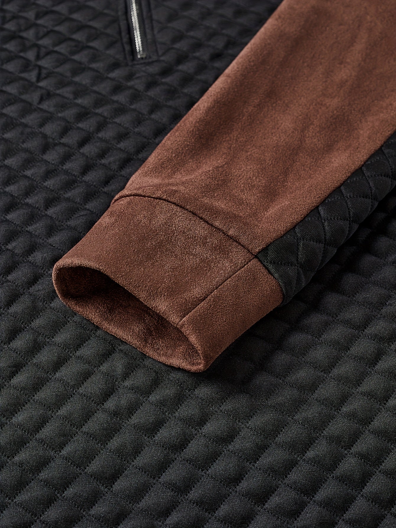 T-Shirt Henley Homme Manches Longues - Col Zip Color Block Automne-Hiver