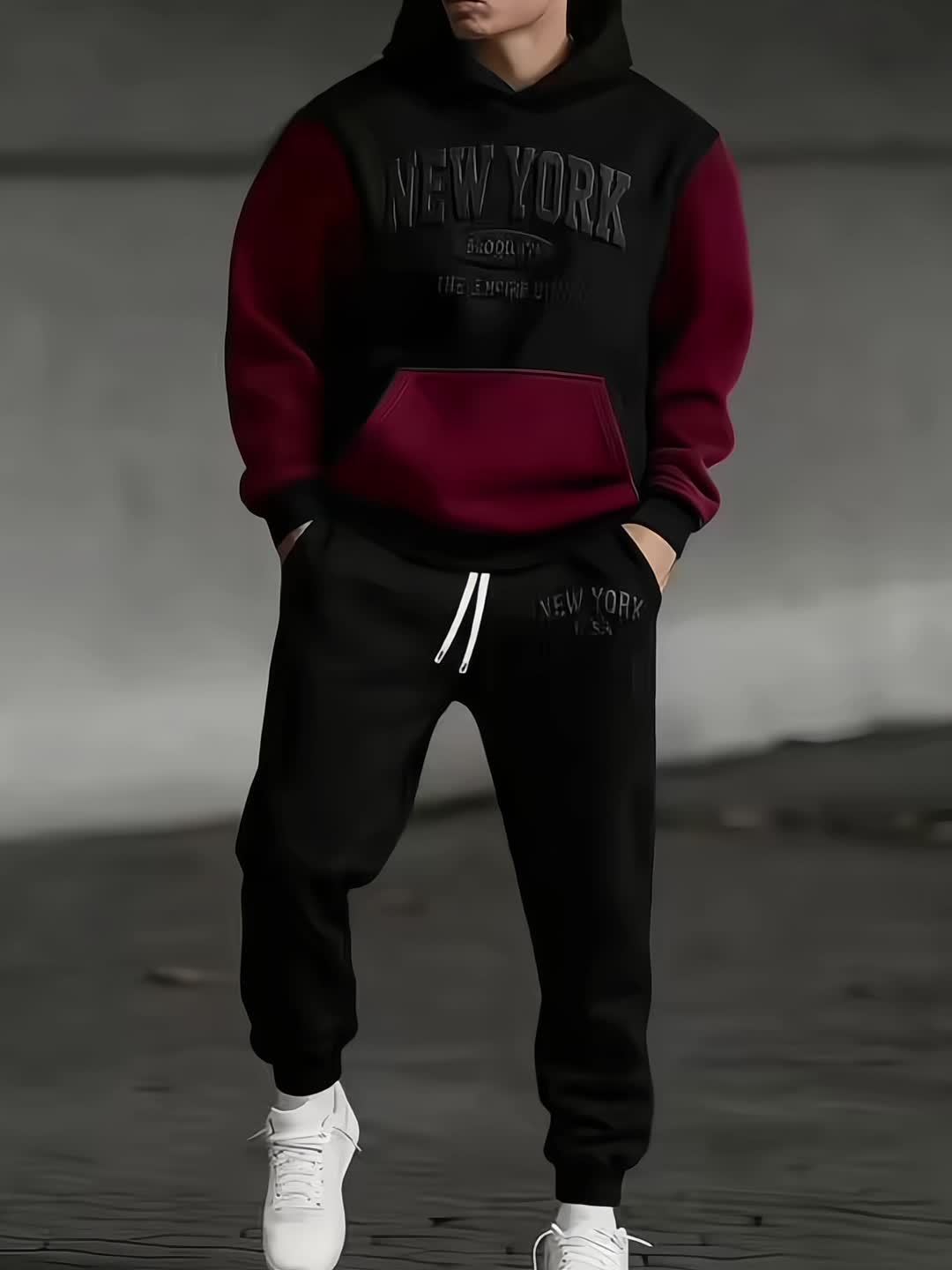 Ensemble Sweatshirt NEWYORK Homme - Survêtement Sport Hiver Doublé avec Capuche et Pantalon 🏃‍♂️