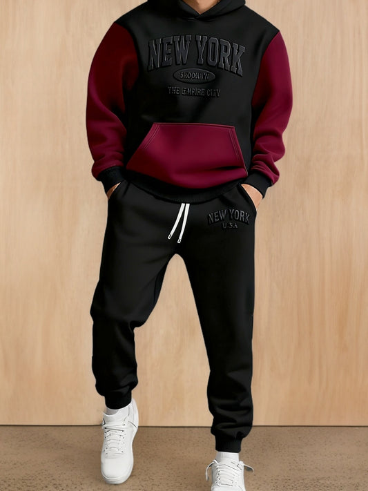 Ensemble Sweatshirt NEWYORK Homme - Survêtement Sport Hiver Doublé avec Capuche et Pantalon 🏃‍♂️