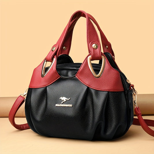 Sac à Main Femme Bicolore Élégant - Design Color Block avec Anneaux Métalliques