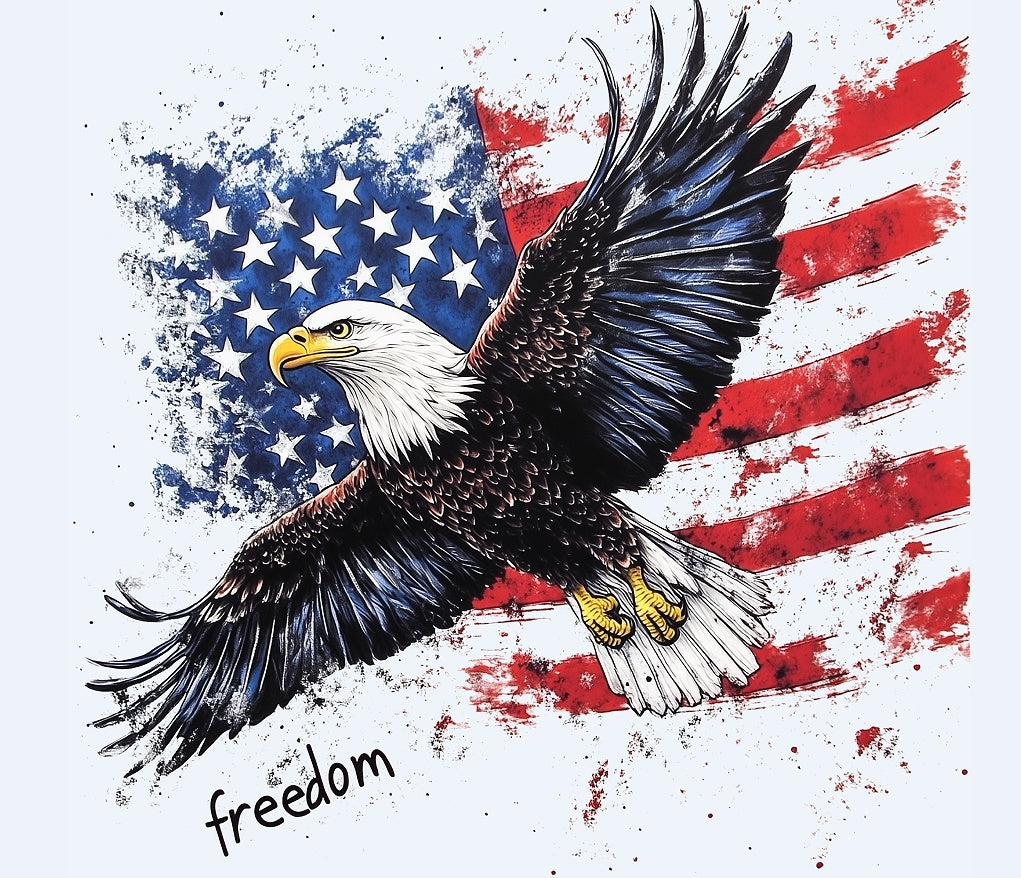 Motif d’aigle USA pour casquette, avec éclats rouges et inscription freedom
