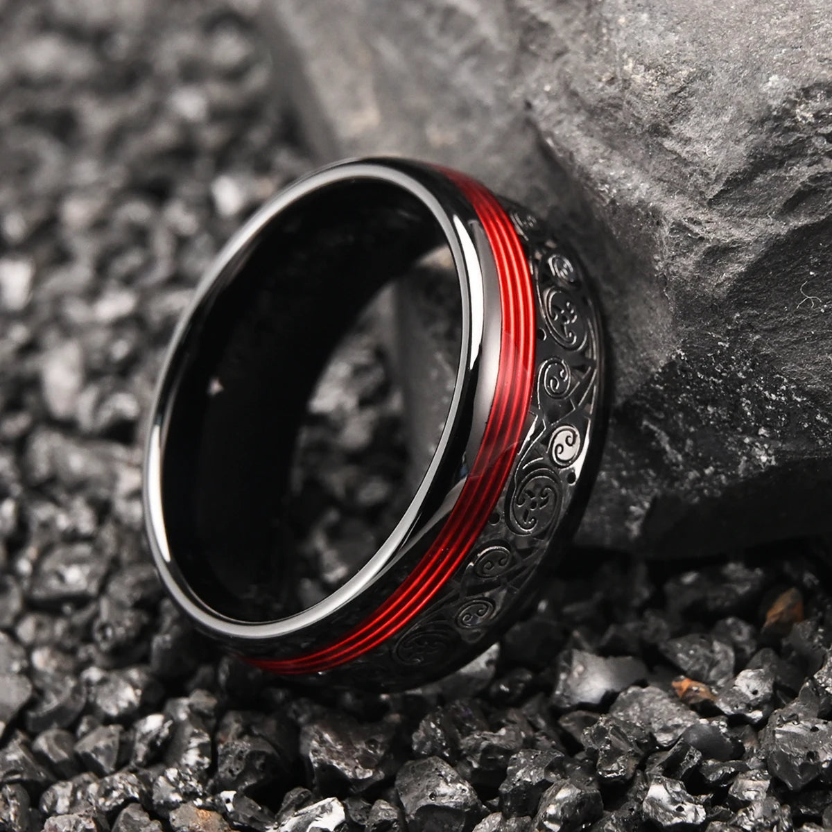 Bague en tungstène noir 8MM pour homme