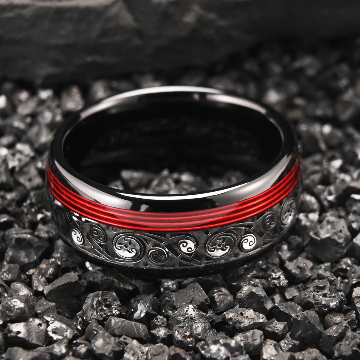 Bague en tungstène noir 8MM pour homme