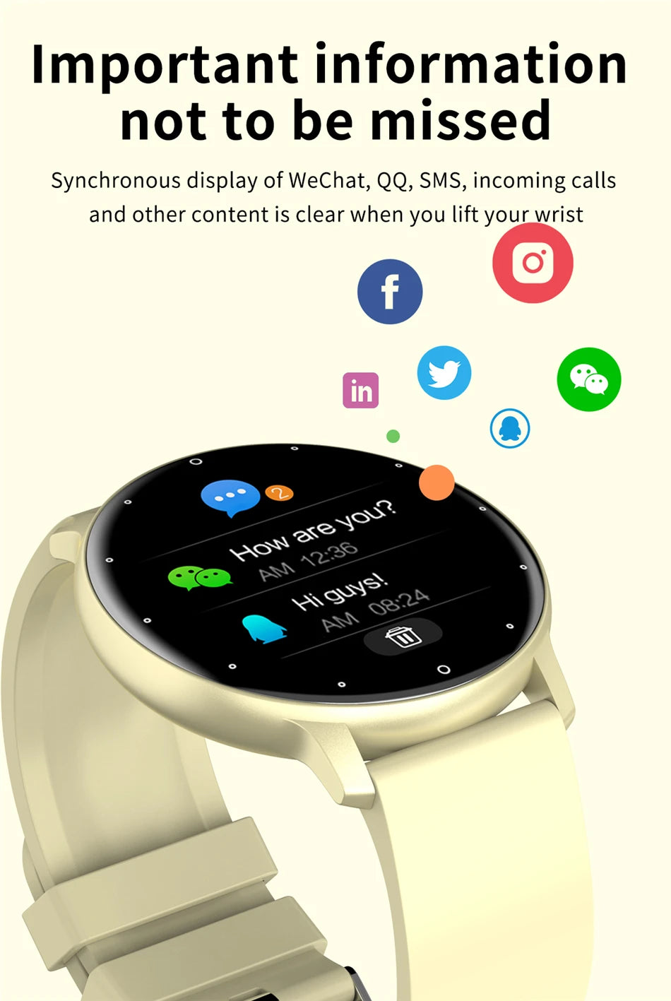 Montre de sport connectée pour les femmes, étanche conforme à la norme IP67, Bluetooth
