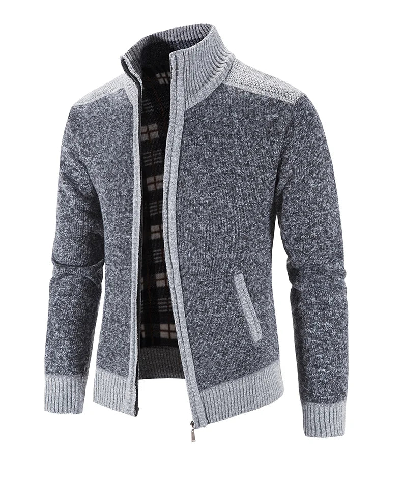 Veste Patchwork Homme Hiver - Cardigan Zippé Tendance | MONASTORESHOP.COM