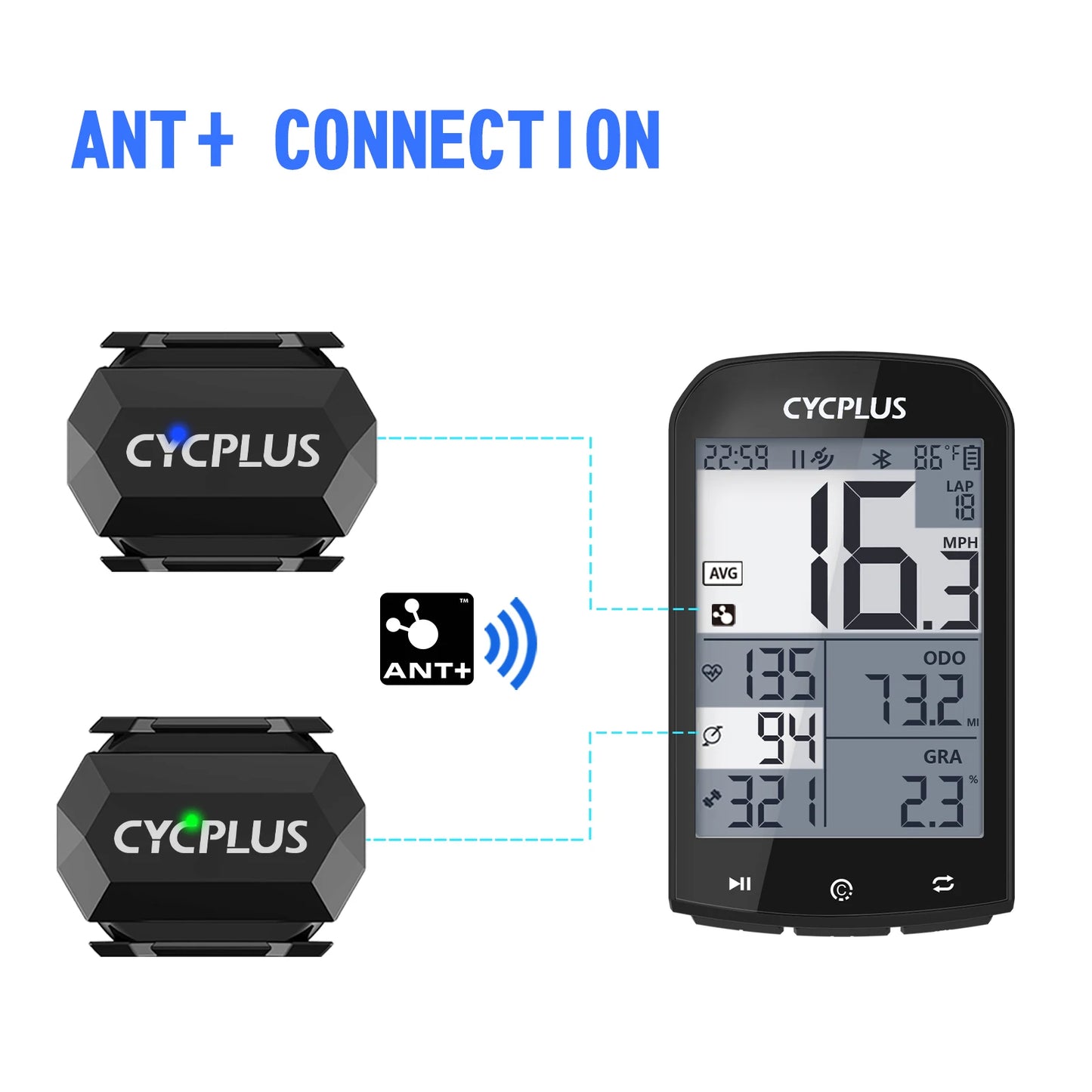 CYCPLUS-Capteur de vitesse compteur de vitesse, ANT + s'adapte sur différent garmin