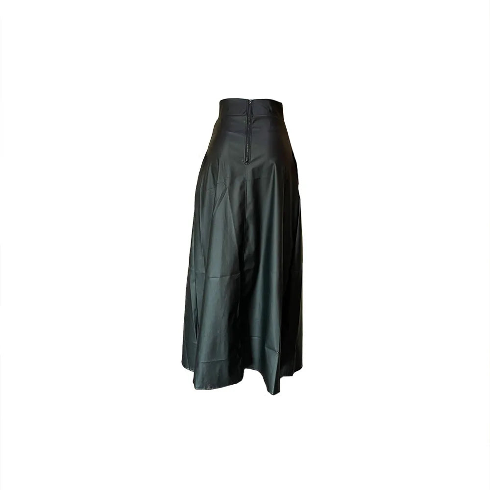 nouveauté femme jupe en cuir taille haute chic