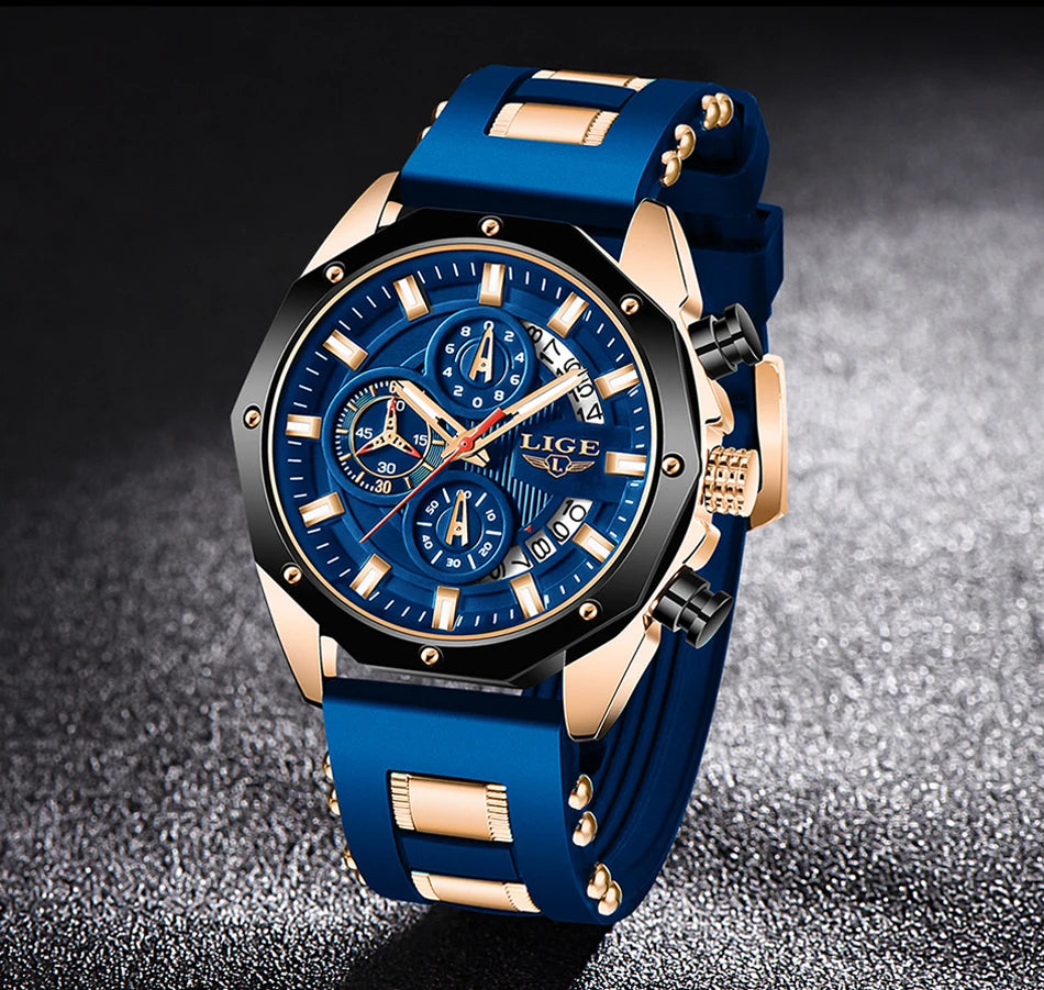 LIGE – montre de Sport en Silicone pour hommes