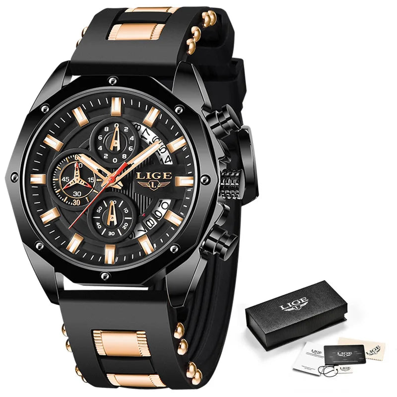 LIGE – montre de Sport en Silicone pour hommes