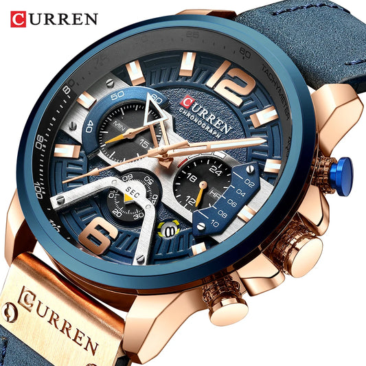 Montre Homme CURREN Grand Cadran 48mm - Chronographe Cuir Étanche Sport