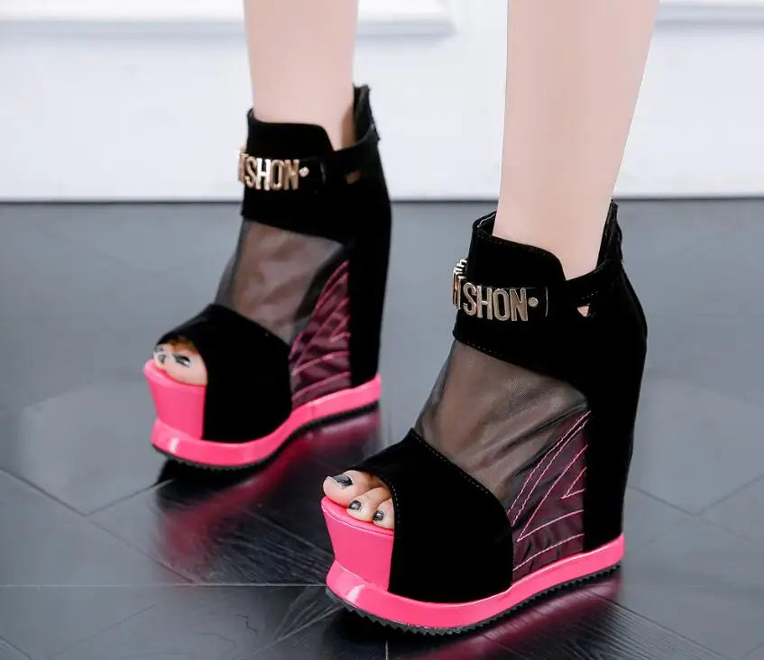 chaussures compensées a talon haut mode femme