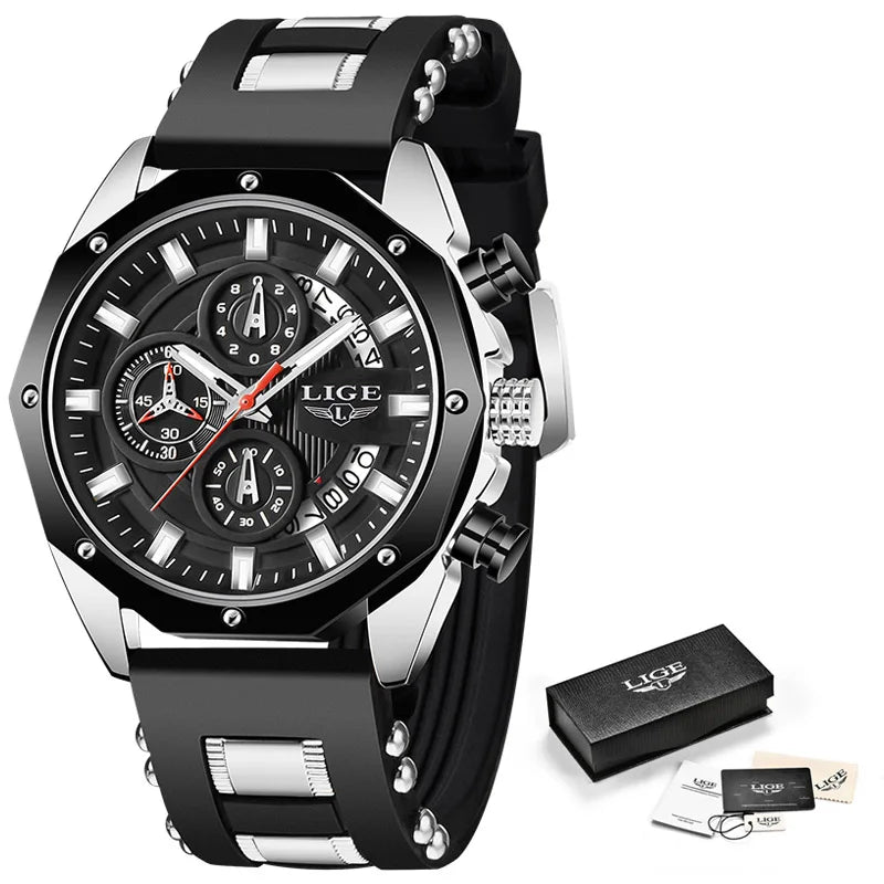 LIGE – montre de Sport en Silicone pour hommes