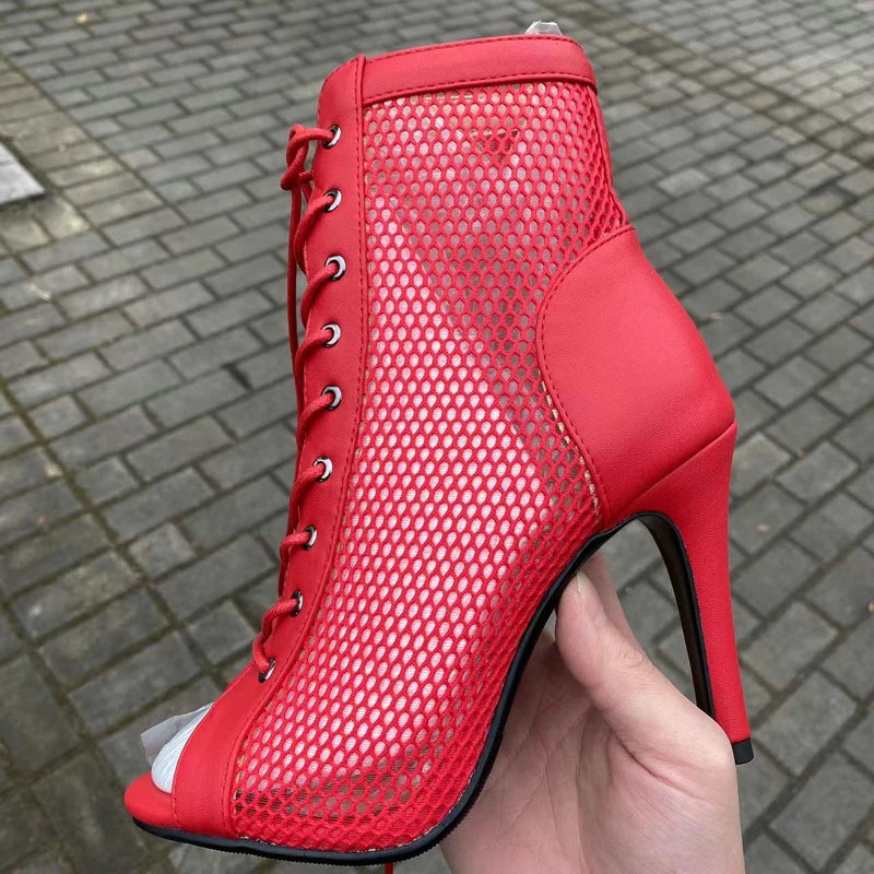 talons hauts en maille ajourée confortable
