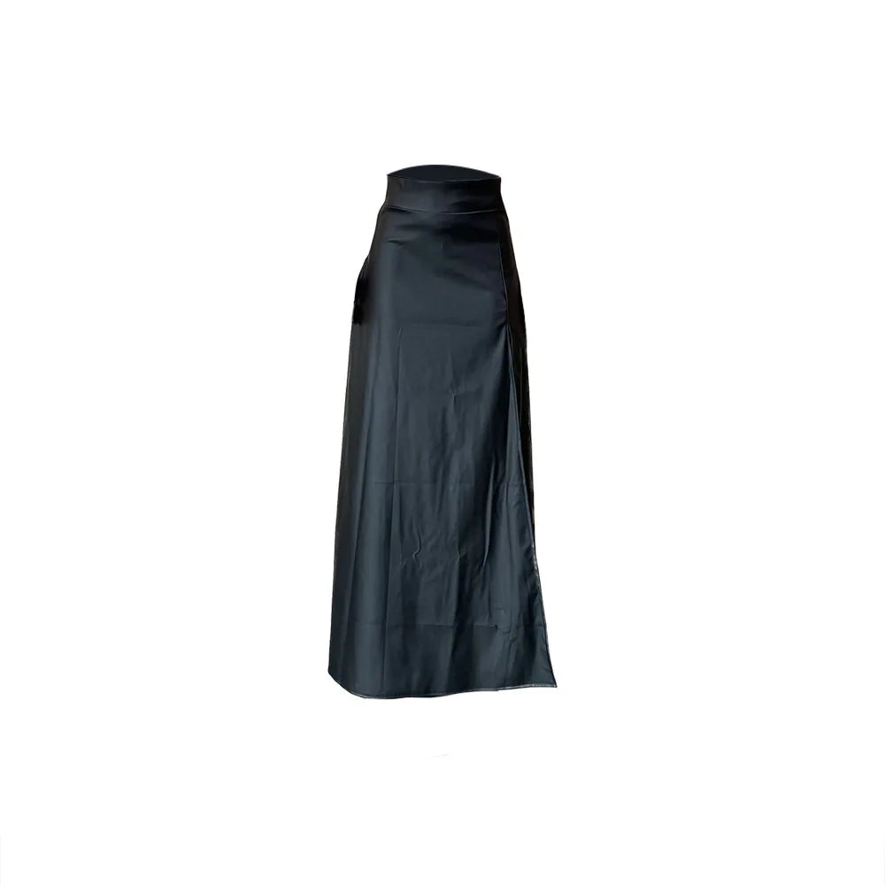 nouveauté femme jupe en cuir taille haute chic