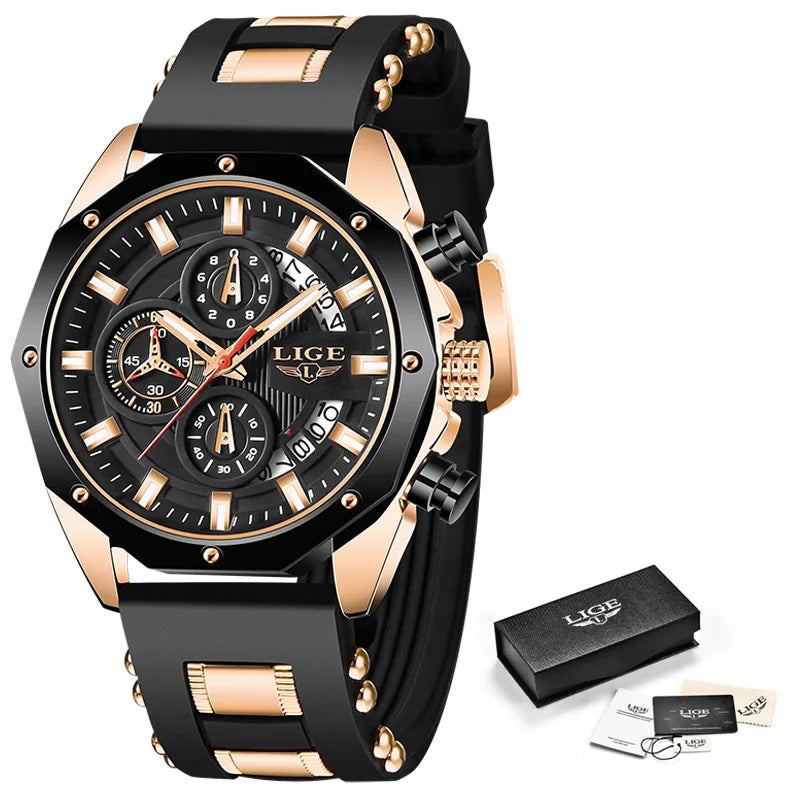 LIGE – montre de Sport en Silicone pour hommes
