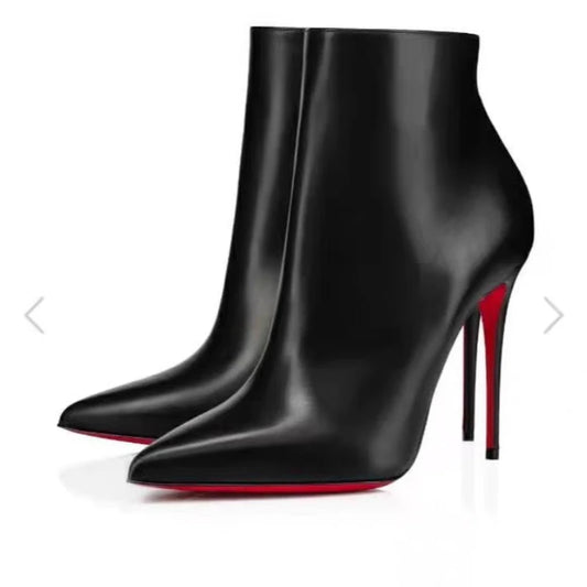 bottines en cuir a talons fins et semelle rouge pour femmes, nouveau style automne /hiver